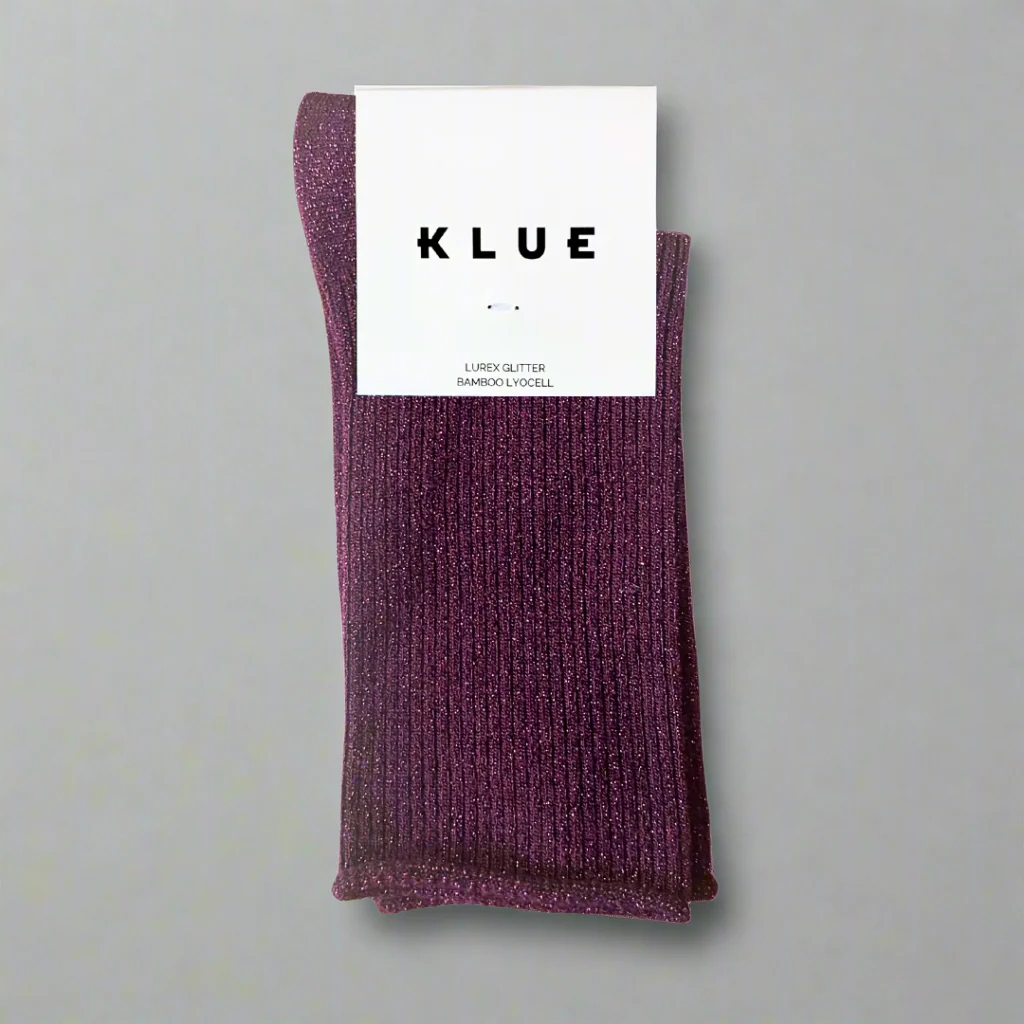 Klue - Glitter Lurex socks | Burgundy wine | eco-friendly lyocell