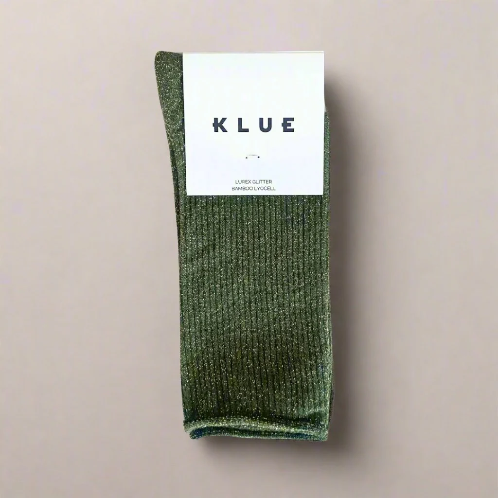 Klue - Glitter Lurex socks | Khaki | eco-friendly lyocell