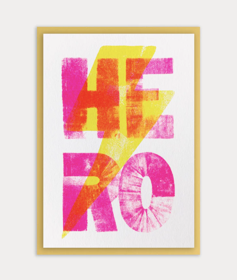 Togethery - kleine Karte A7 mit Umschlag - Blitz / Hero - Risographie Print Karte Ökopapier