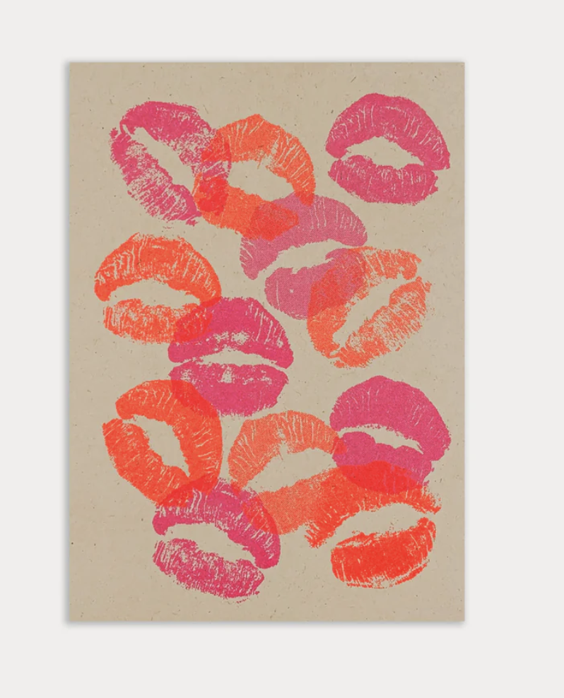 Togethery - Riso-Druck Postkarte Ökopapier - Kisses