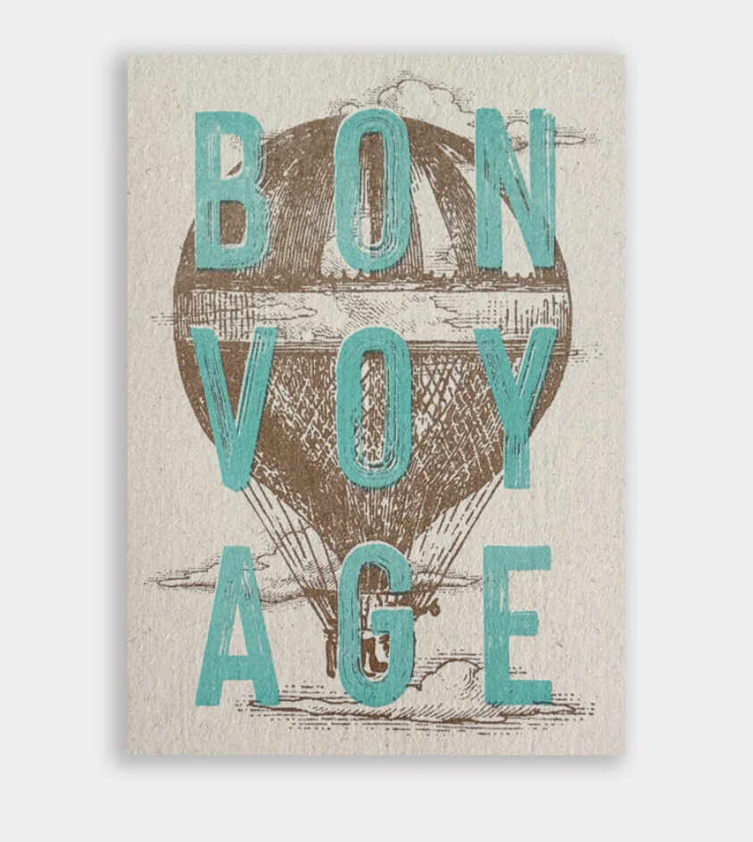 Togethery - Riso-Druck Postkarte Ökopapier - Bon Voyage - Vintage