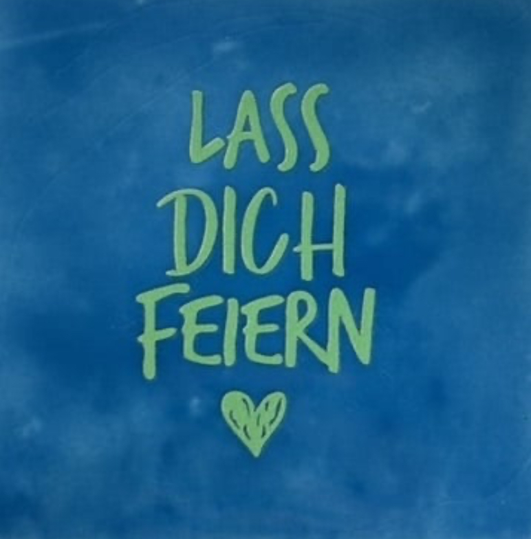 Yett Tiles - Fliese/Untersetzer - Lass dich feiern (Herz) - hellblau/mint