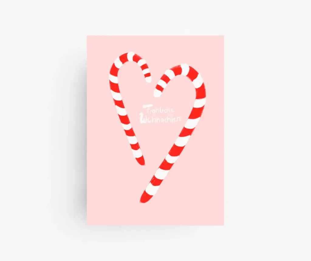 Hej Ibiza - Postkarte - Zuckerstangen Herz (Frohe Weihnachten)