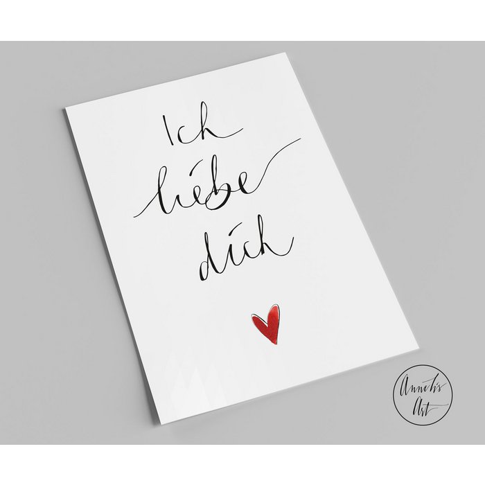 Annelis Art - Postkarte - Ich liebe dich, rotes Herz