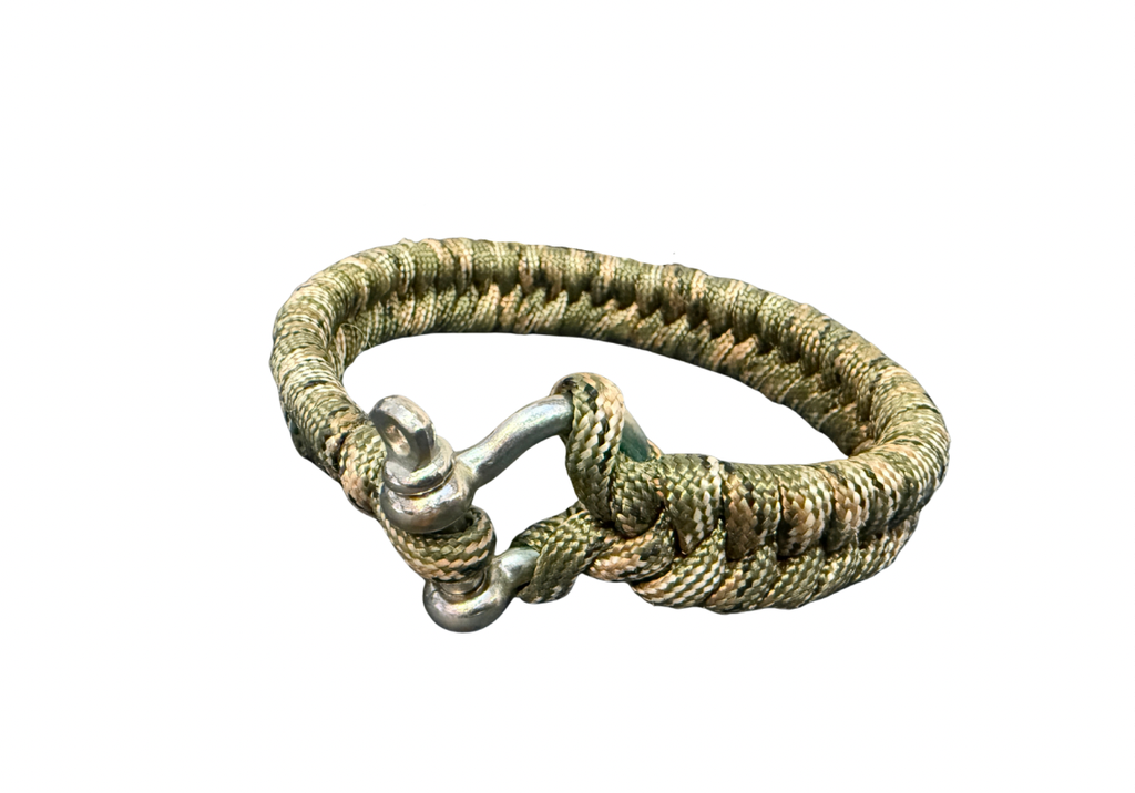 Portuguese - handgemachtes Paracord Armband - mix khaki mit Schäkel