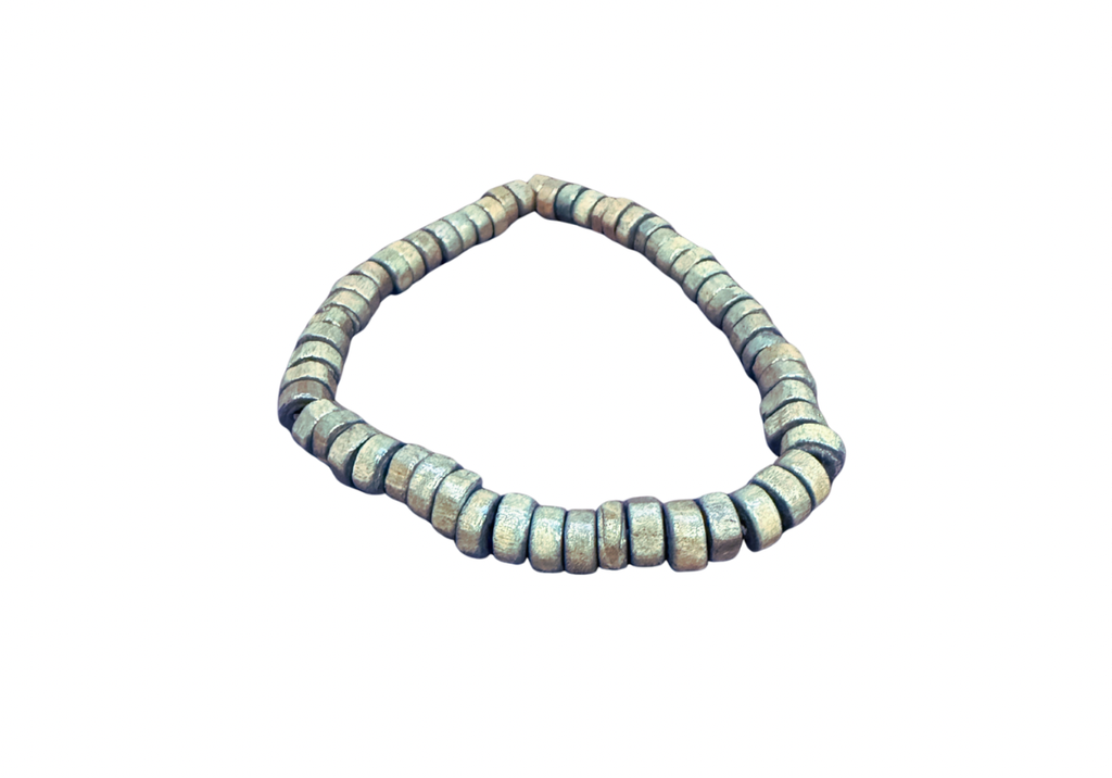 Portuguese - handgemachtes Holzperlen Armband - flache Perlen, blau grau