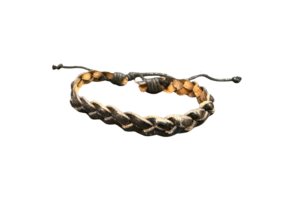 Portuguese - handgemachtes geflochtenes Leder-Armband - schwarz