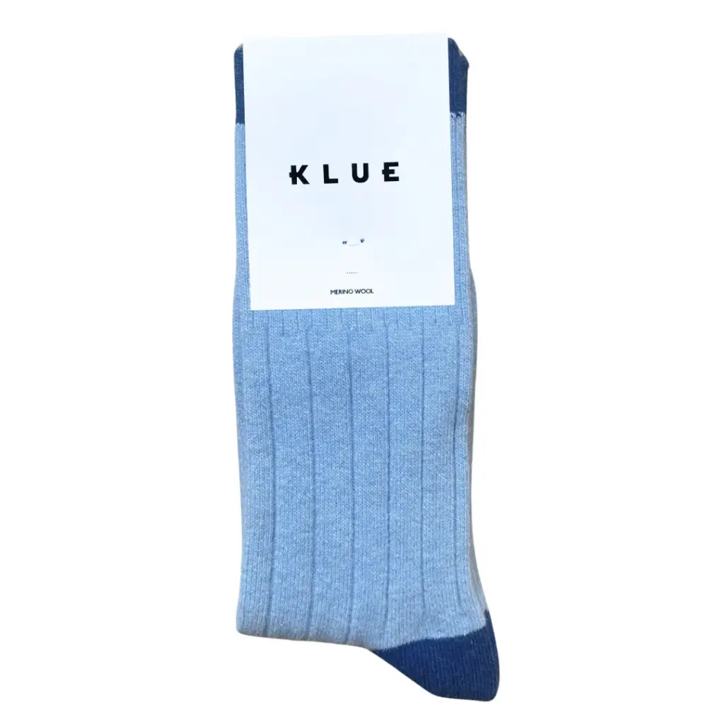 Klue - Merino Wool Socks with Bands | Grey blue (light blue and marine blue)