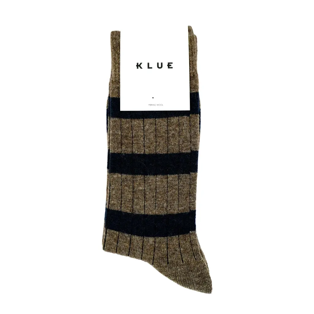 Klue - Merino Wool Socks with stripes | brown and black