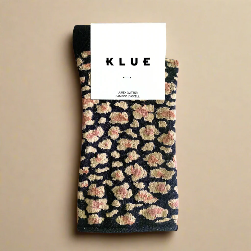 Klue - Glitter Lurex socks | Leopard amber | eco-friendly lyocell