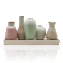 Mea Living - 5 Väschen "bauchig" auf Tablett aus Keramik multicolor groß