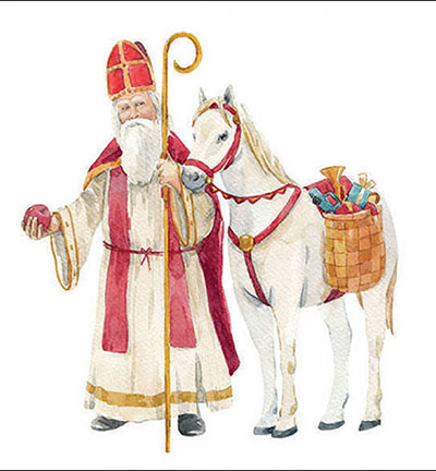 Ambiente - Servietten Sinterklaas - St. Nicholas and horse 33x33cm