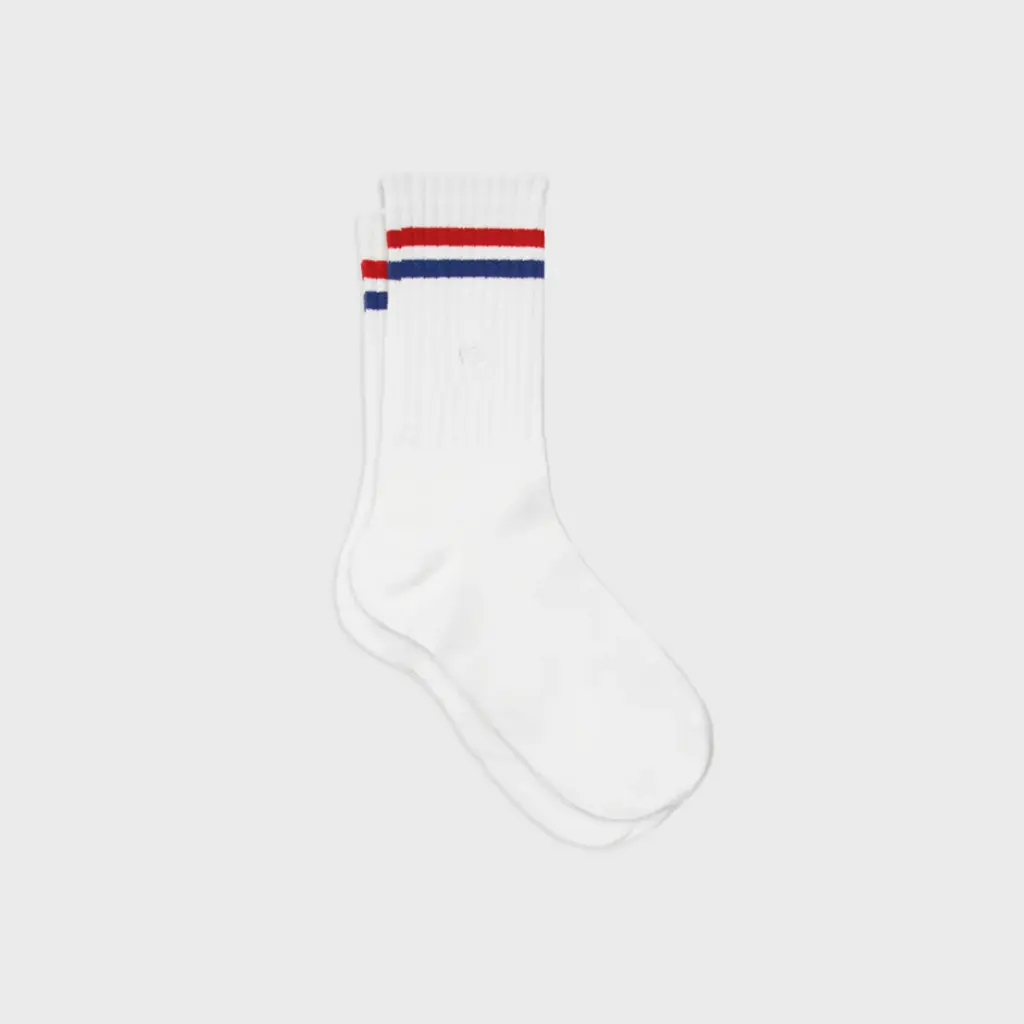 Billybelt - Baumwollsocken Retro Socks - White Red Blue Striped