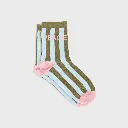 Billybelt - Baumwollsocken PEACE gestreift - light blue khaki rose