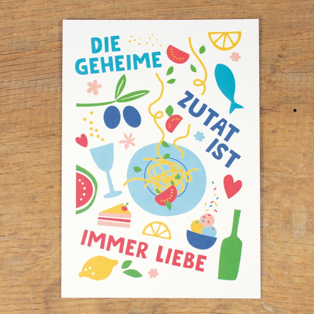 Bow & Hummingbird - Postkarte - Die geheime Zutat ist immer Liebe - Recyclingpapier