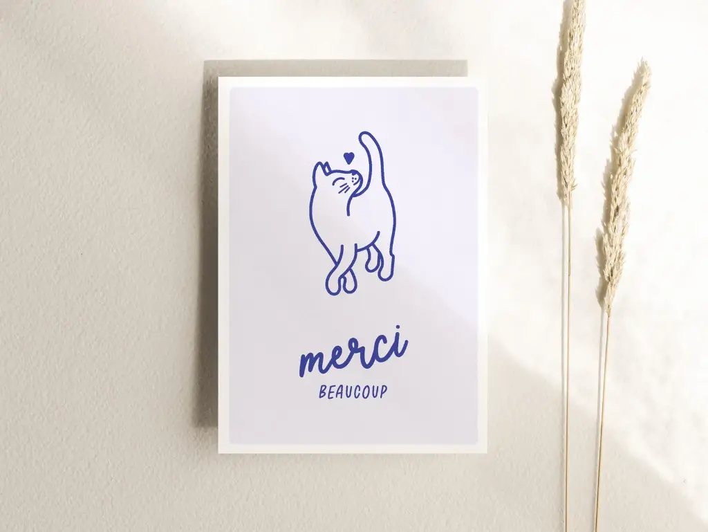 Tante Tia - Postkarte - Merci beaucoup (Katze)