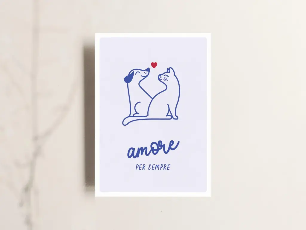 Tante Tia - Postkarte - Amore per siempre (Hund + Katze)