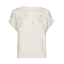 Caroline Biss - FINE KNIT SWEATER WITH FLORAL DETAIL, Natural