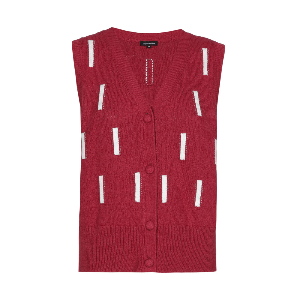 Caroline Biss - SLEEVELESS SWEATER WITH BUTTON FASTENING, Dark Red