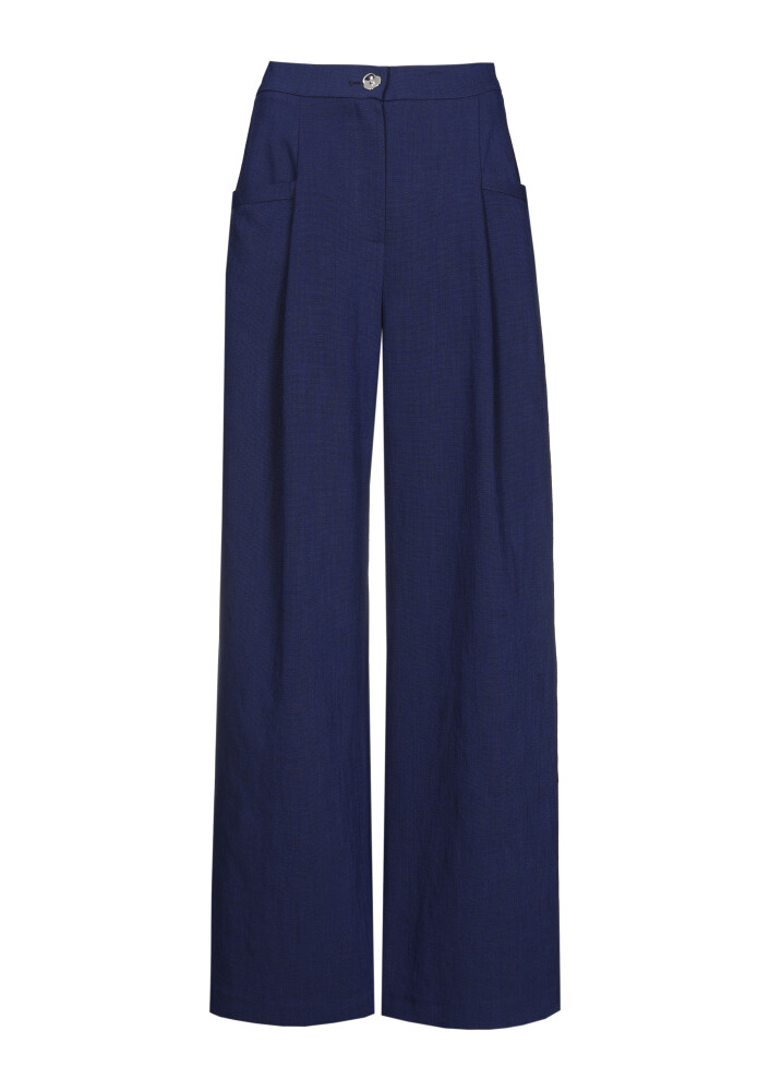 Caroline Biss - Hose TROUSERS WITH SUBTLE PLEAT AND POCKET DETAIL, HIGH WAIST, Indigo