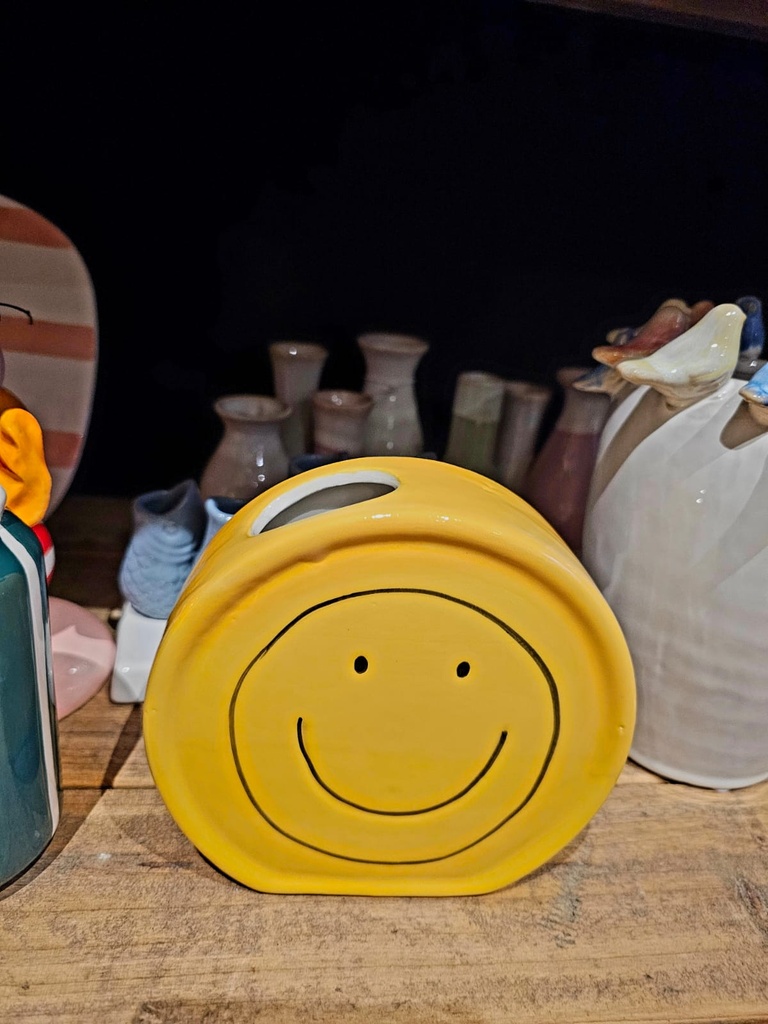 Vase Smiley gelb flach