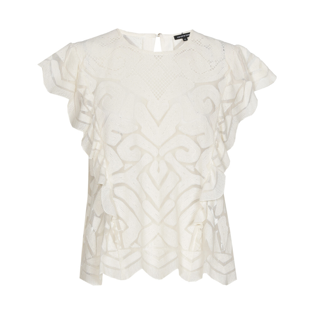 Caroline Biss - ELEGANT TOP WITH FLOUNCED SLEEVE - natural