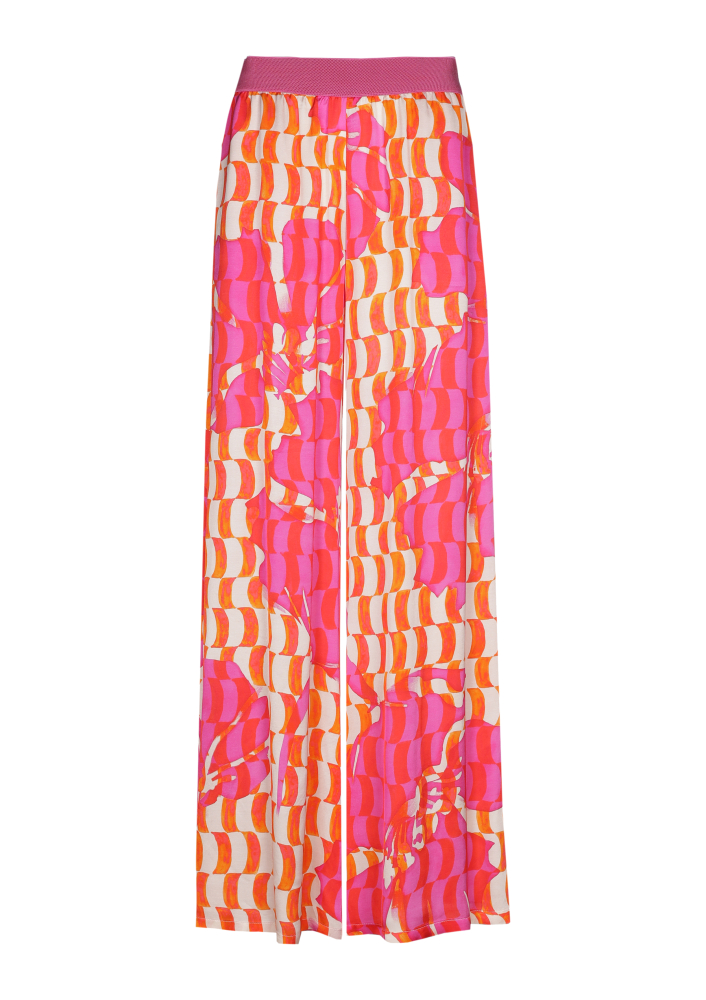Caroline Biss - PALAZZO TROUSERS WITH GRAPHIC PRINT, ELASTICATED WAIST