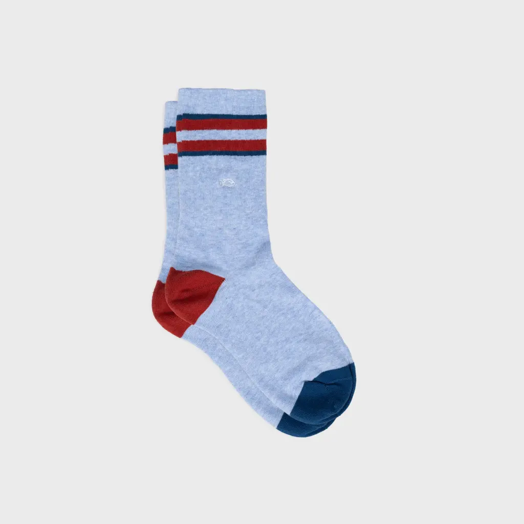 Billybelt - Baumwollsocken Retro gestreift - hellblau, rot, blau