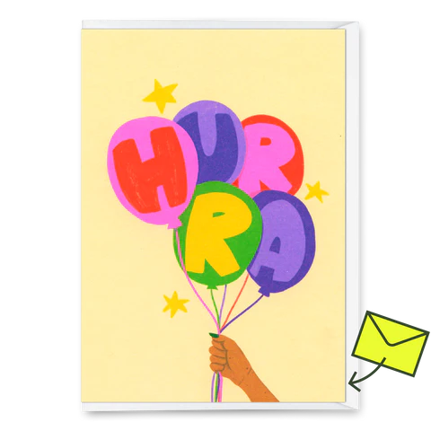 Deli Cards - Grußkarte mit Umschlag - Hurra Luftballons