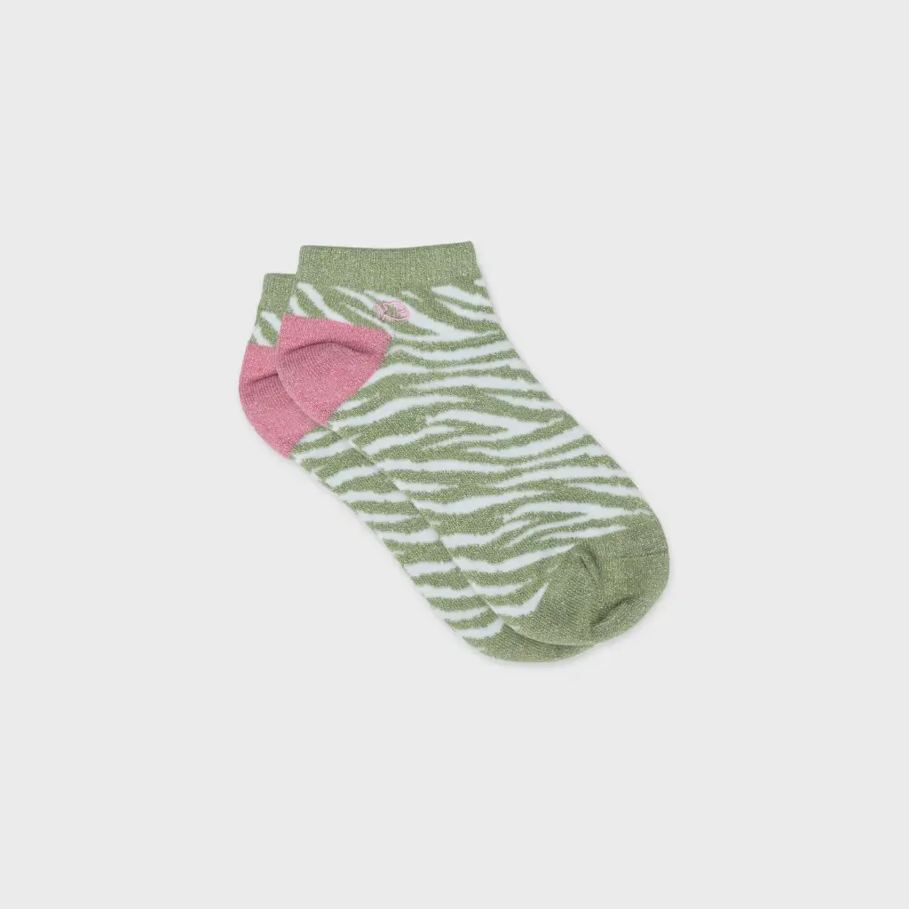 Billybelt - Baumwollsocken Zebra glitter ankle socks weiß grün