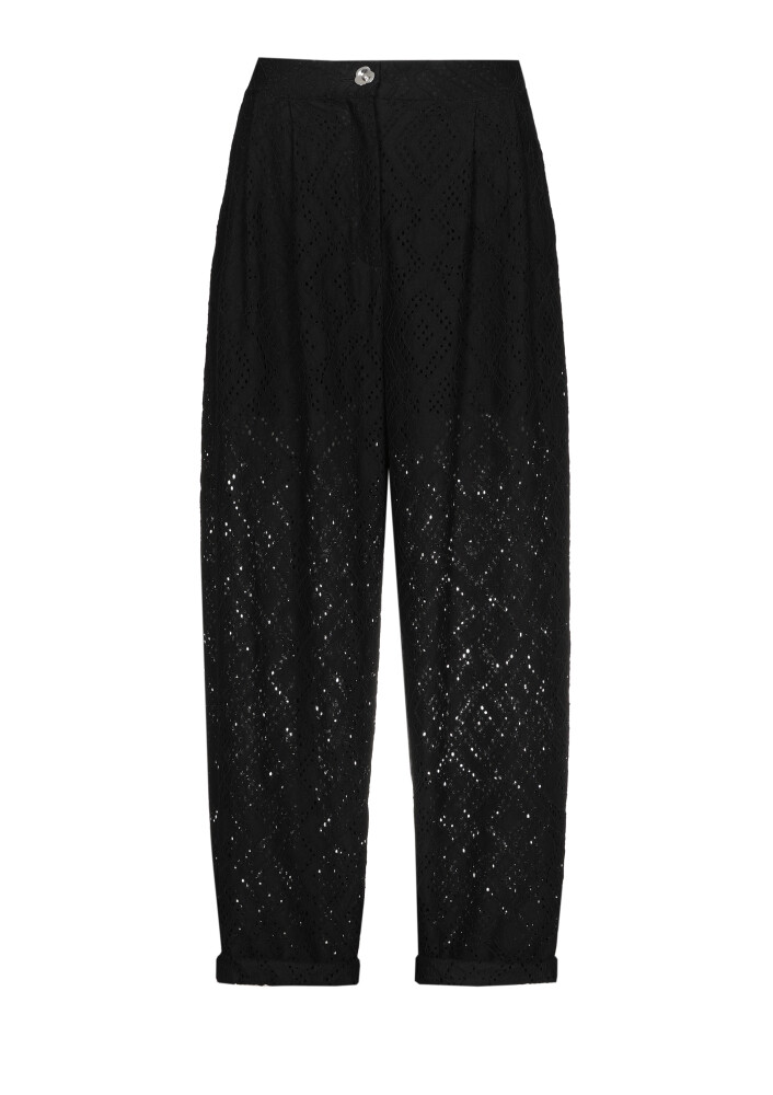 Caroline Biss - Hose TAPERED PALAZZO TROUSERS IN LACE, NORMAL WAIST, Black