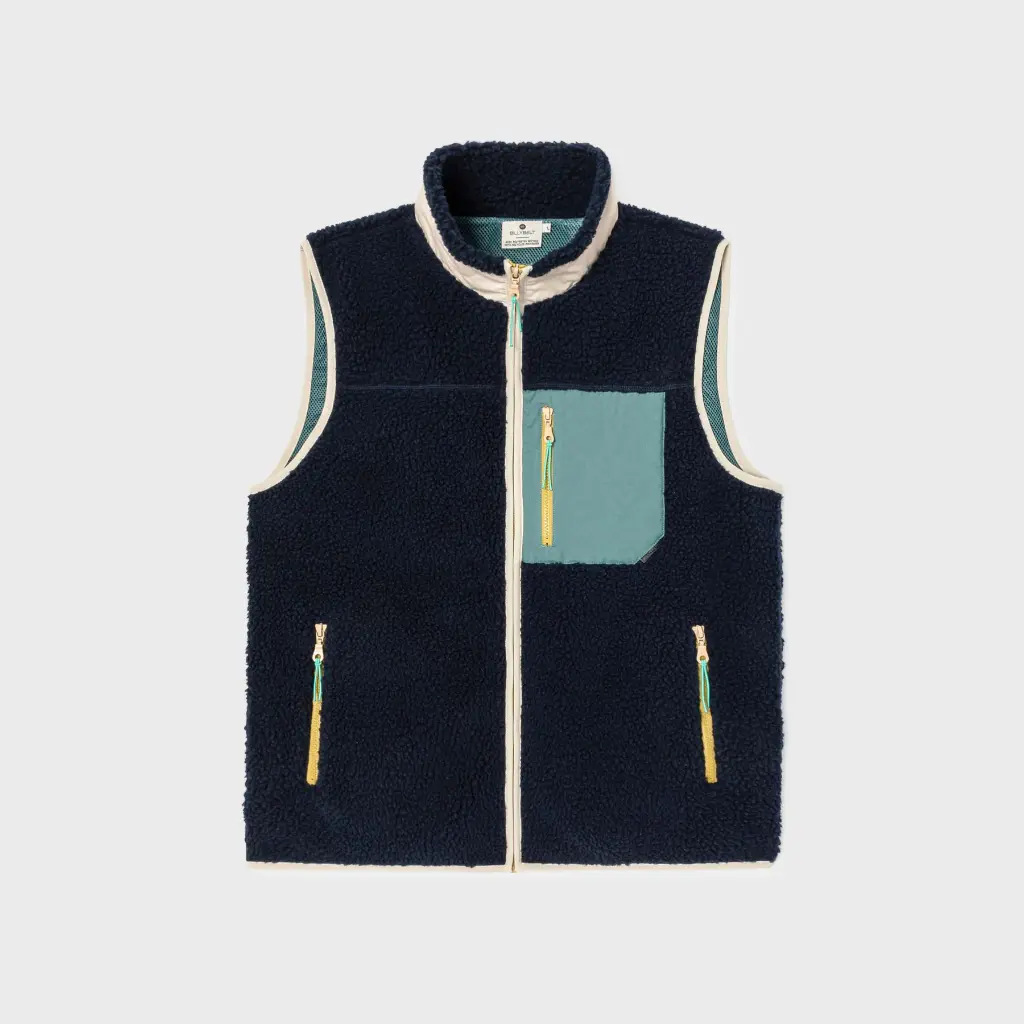 Billybelt - Sherpa Weste ärmellos - 2 material Navy Green
