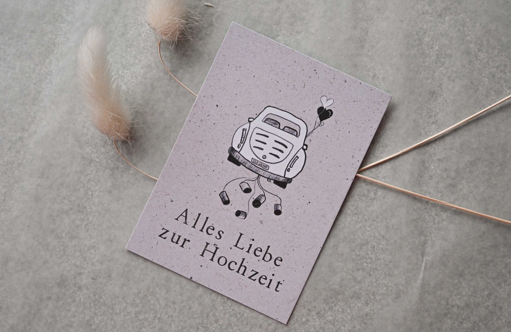 Saja - Gestempelte Postkarte - Alles Liebe zur Hochzeit (kleine Karte)