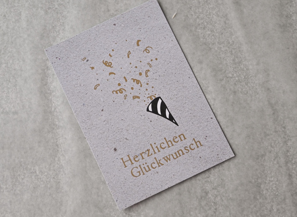 Saja - Gestempelte Postkarte - Herzlichen Gkückwunsch (kleine Karte)