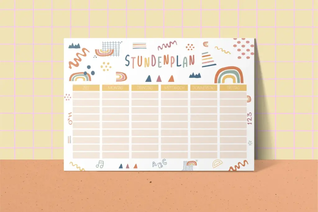 Modern Kids Art - Stundenplan Regenbogen