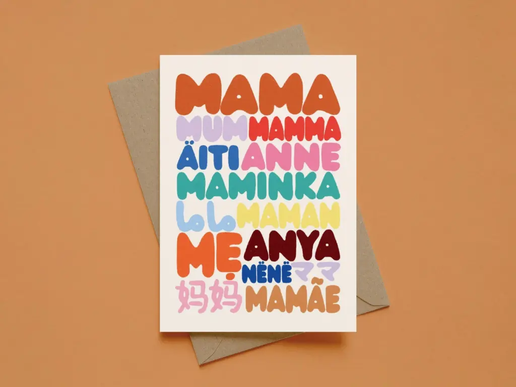 Modern Kids Art - Postkarte mit Umschlag - Mama (mehrsprachig)