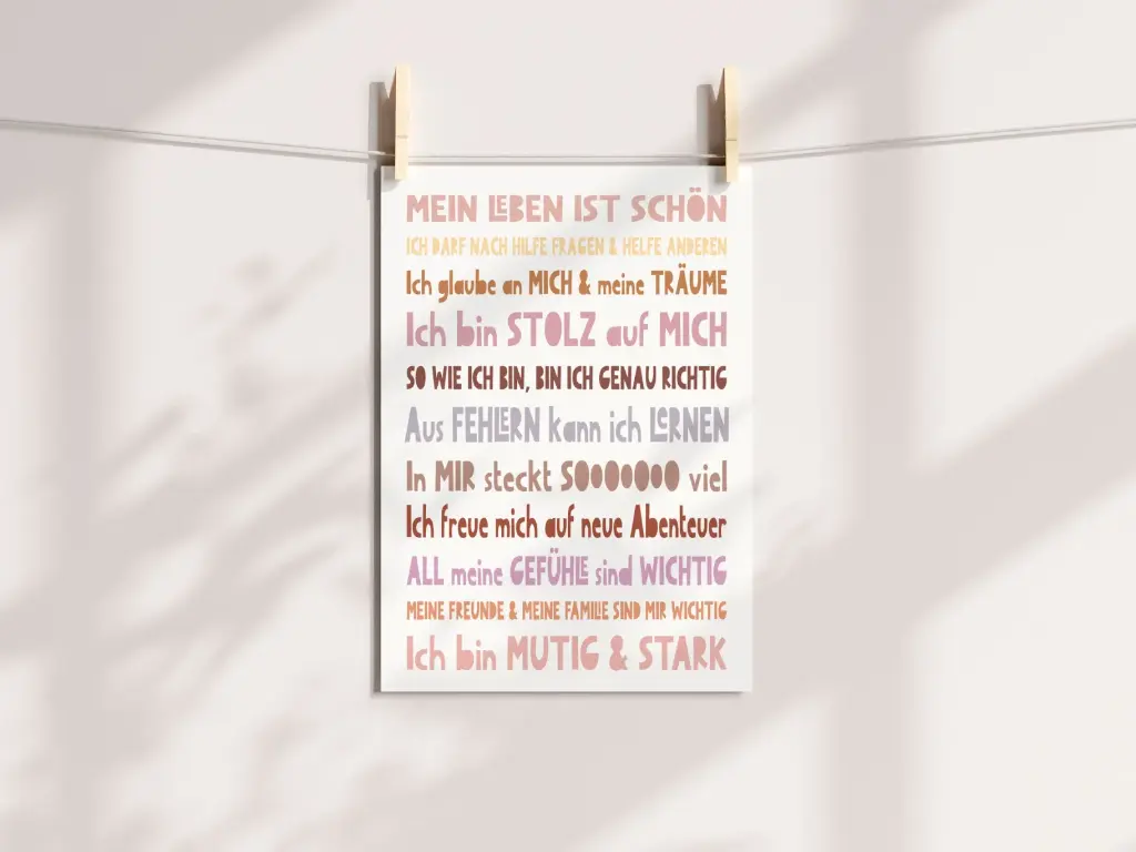 Modern Kids Art - Postkarte - Affirmationskarte Sweet Words (Mein Leben ist schön…)