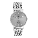 Oozoo Timepieces - Armbanduhr - Vintage Unisex Edelstahl-Mesh-Armband - Silver/grey 36mm