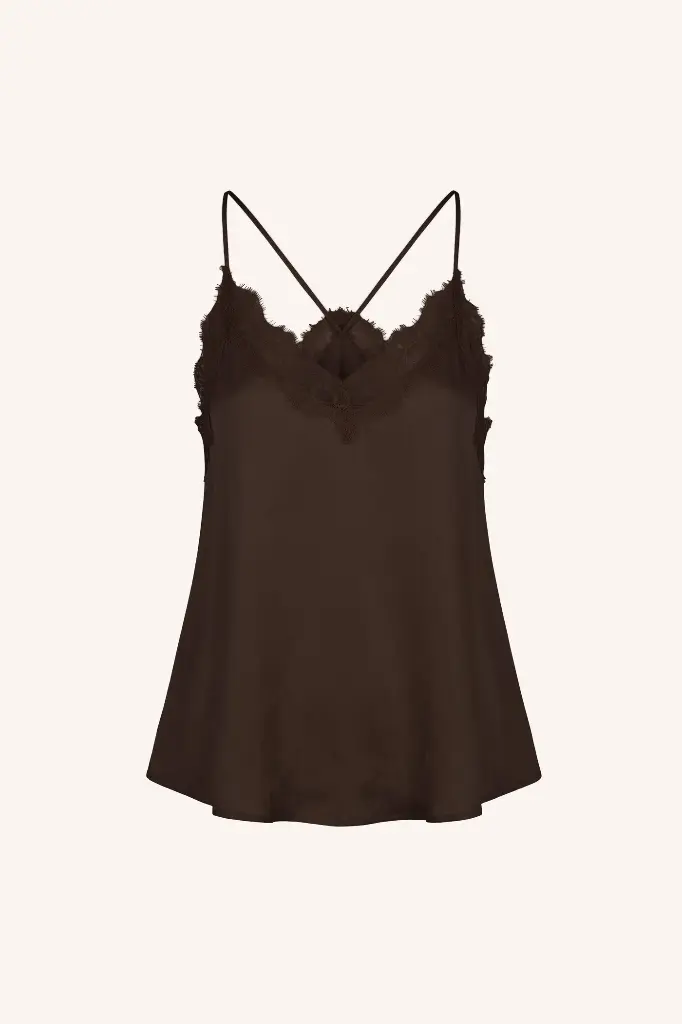 By Bar - Pia Satin Top - 1723 espresso