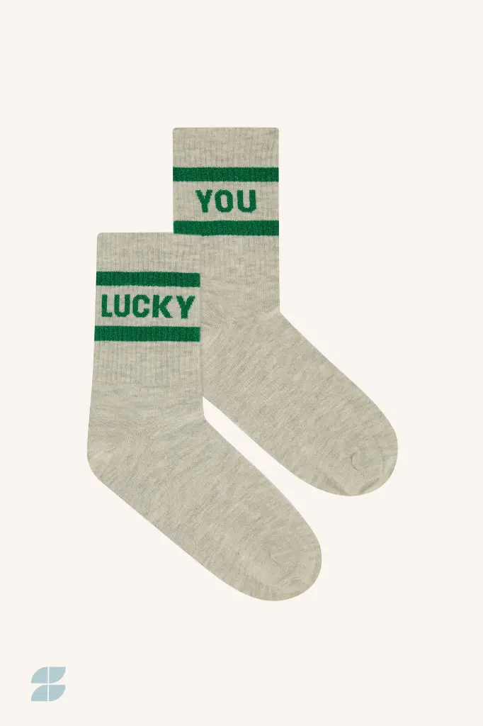 By Bar - Lucky Sparkle Grey Socks - 421 spring green