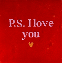 Yett tiles - Fliese/Untersetzer - P.S. i love you - rot/warmrosa/orange