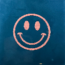 Yett tiles - Fliese/Untersetzer - Smiley - dunkelblau/lachs