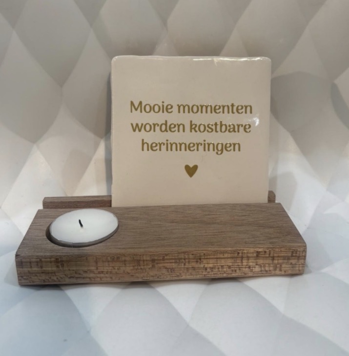 Yett Tiles - Fliese/Untersetzer Holzdisplay für eine Fliese - mit Teelichthalter (ohne Fliese)