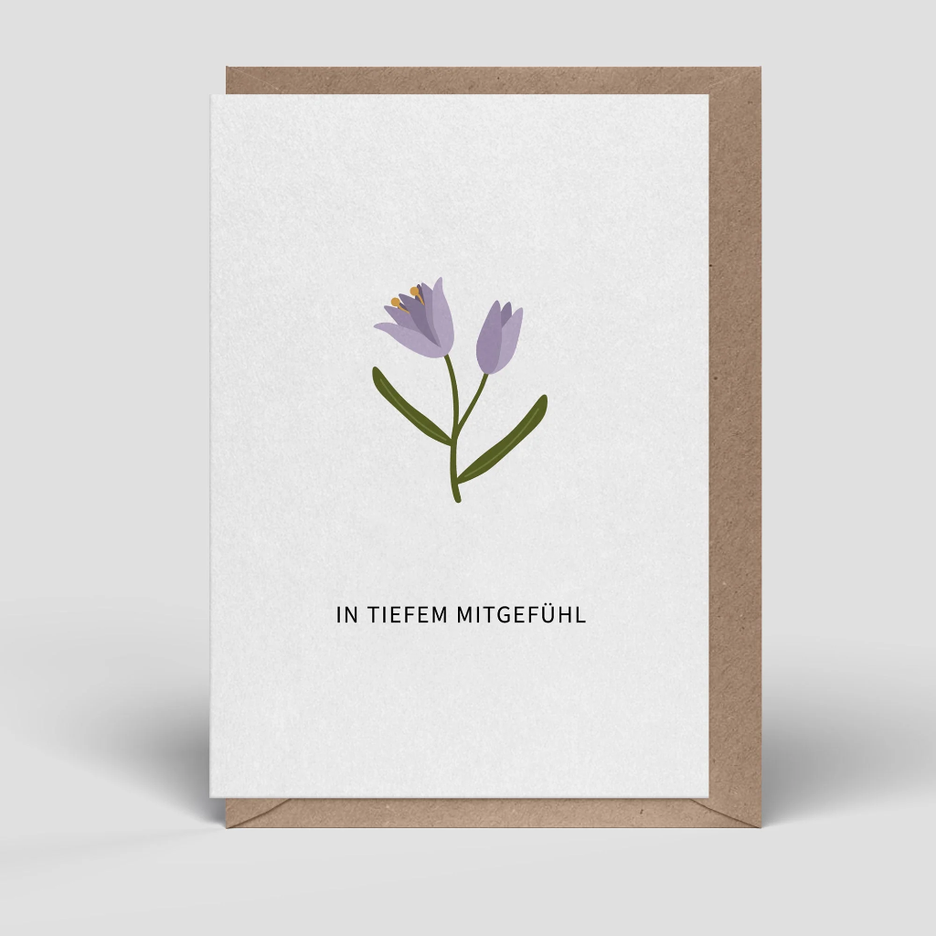 Naturbedacht - Grußkarte mit Umschlag - Trauerblume (In tiefem Mitgefühl)  