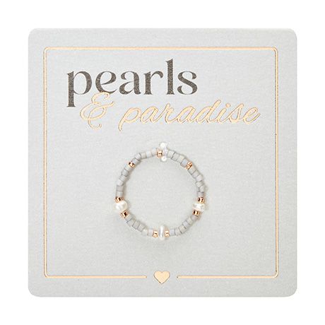 HCA - elastischer Ring - Pearls & Paradise - grau