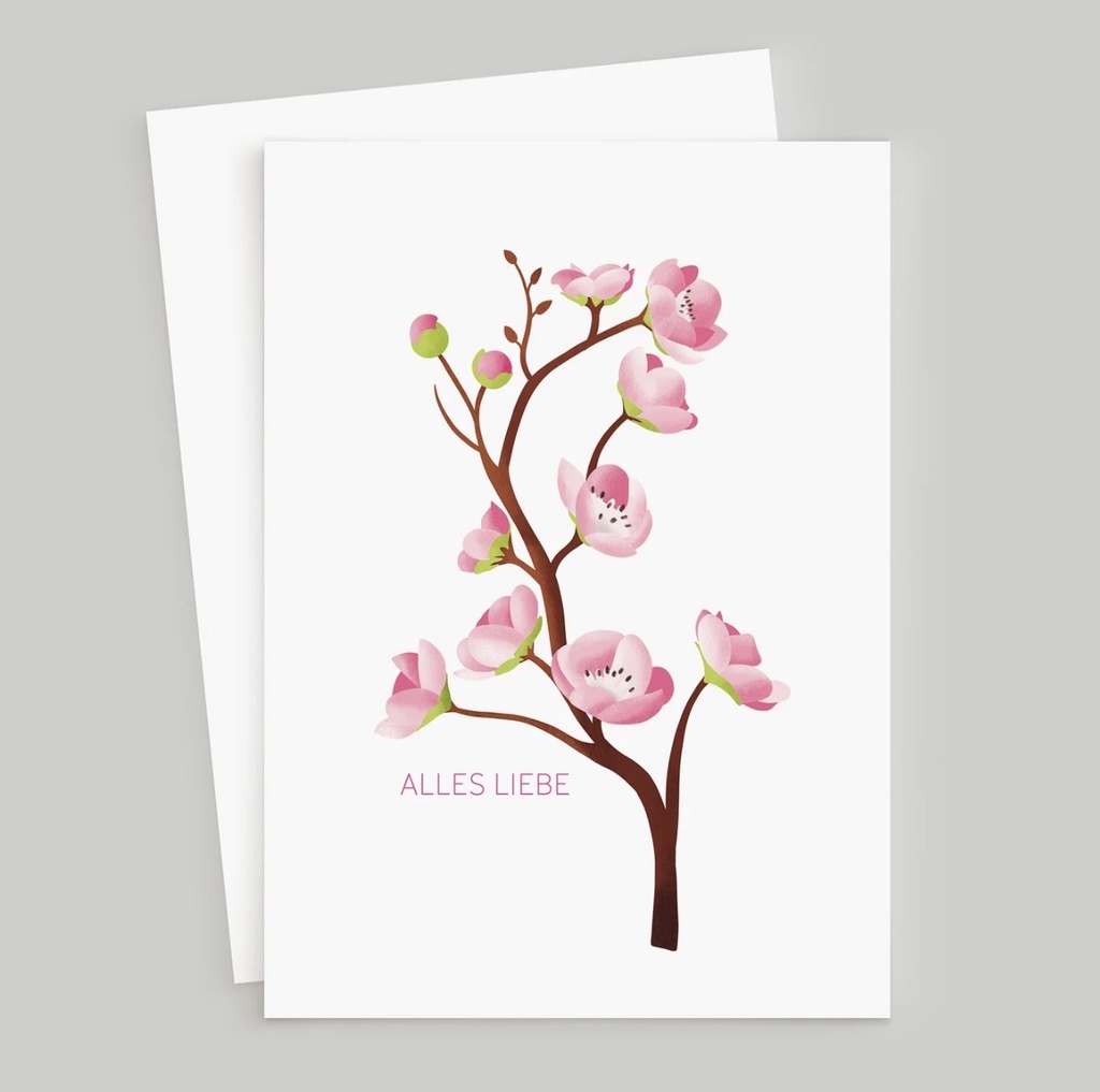 Luckycatstudio - Klappkarte mit Umschlag - Alles Liebe Kirschblütenzweig