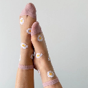 Sockette - Transparente Socken - Flora - rosa Margeriten