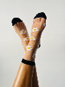 Sockette - Transparente Socken - Flora - schwarz mit weißen Margeriten