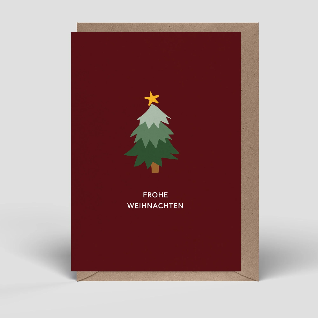 Naturbedacht - Grußkarte mit Umschlag - Frohe Weihnachten (Weihnachtsbaum)
