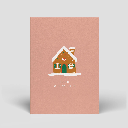 Naturbedacht - Postkarte - Frohe Weihnachten (Lebkuchenhaus)  